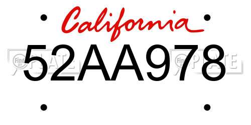 52AA978 California License Plate