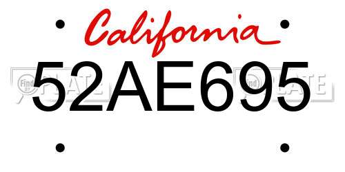 52AE695 California License Plate
