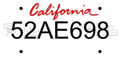 52AE698 California License Plate