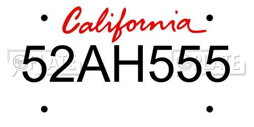 52AH555 California License Plate