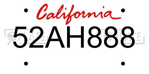 52AH888 California License Plate