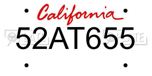 52AT655 California License Plate