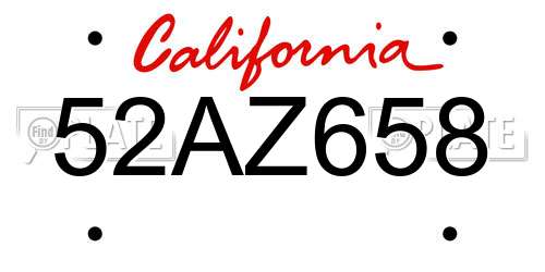 52AZ658 California License Plate