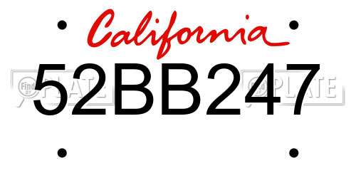 52BB247 California License Plate