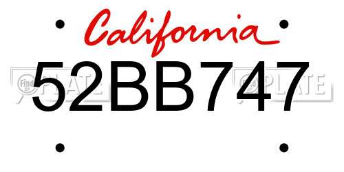52BB747 California License Plate