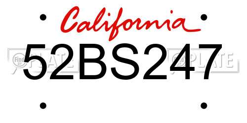 52BS247 California License Plate