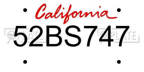 52BS747 California License Plate