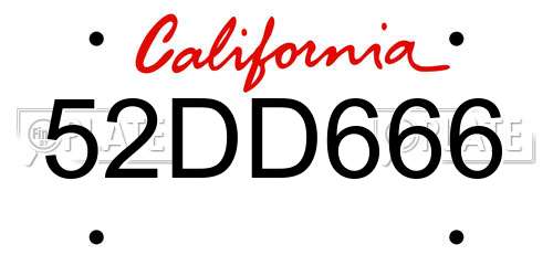 52DD666 California License Plate
