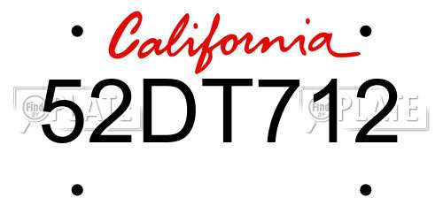 52DT712 California License Plate