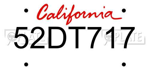 52DT717 California License Plate