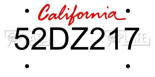 52DZ217 California License Plate