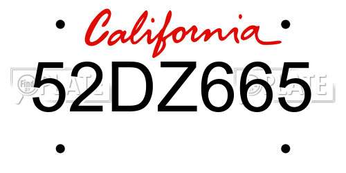 52DZ665 California License Plate