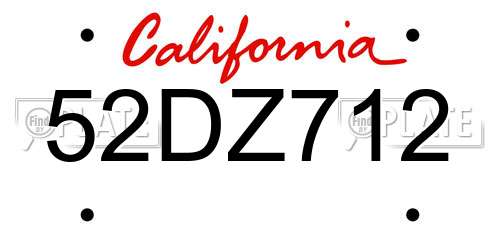 52DZ712 California License Plate