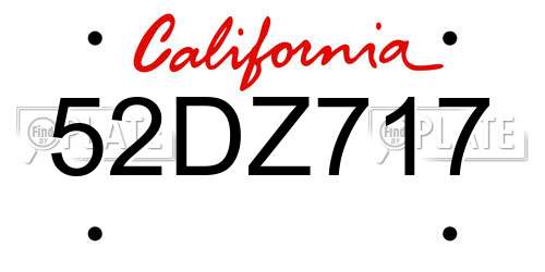 52DZ717 California License Plate