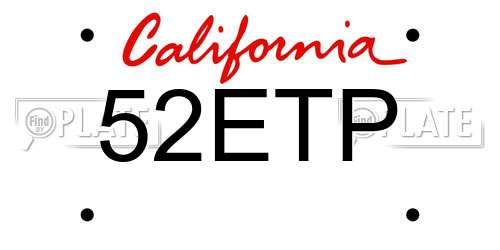 52ETP California License Plate