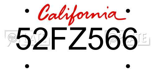52FZ566 California License Plate