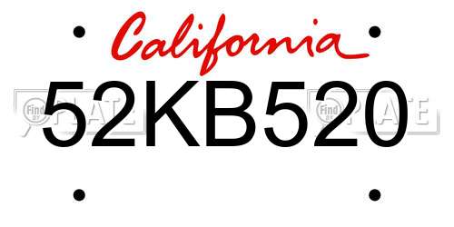 52KB520 California License Plate
