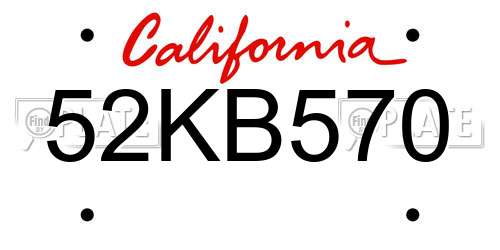52KB570 California License Plate