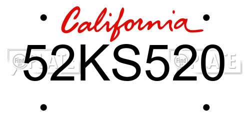 52KS520 California License Plate