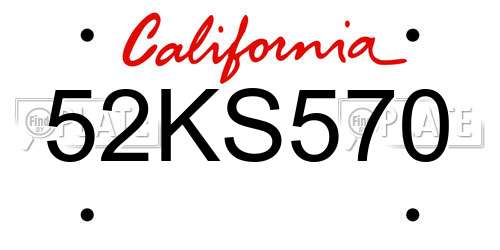 52KS570 California License Plate