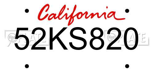 52KS820 California License Plate