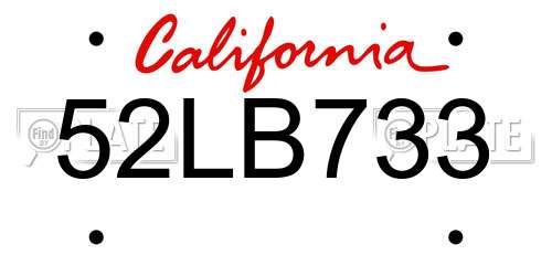 52LB733 California License Plate