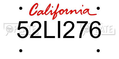 52LI276 California License Plate