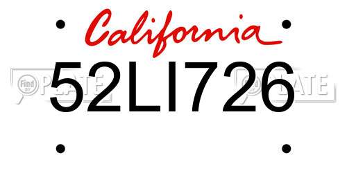 52LI726 California License Plate