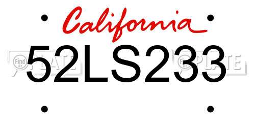 52LS233 California License Plate