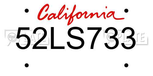52LS733 California License Plate