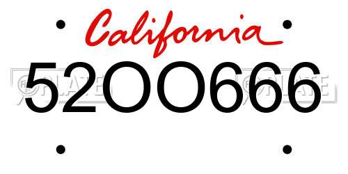 52OO666 California License Plate