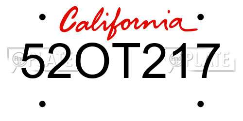 52OT217 California License Plate