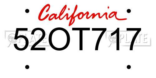 52OT717 California License Plate