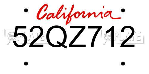 52QZ712 California License Plate