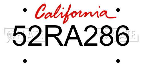 52RA286 California License Plate