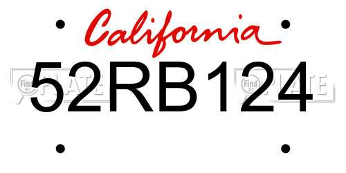 52RB124 California License Plate