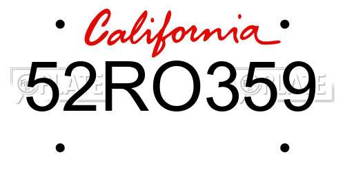52RO359 California License Plate