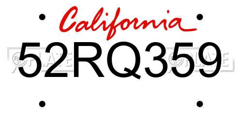 52RQ359 California License Plate