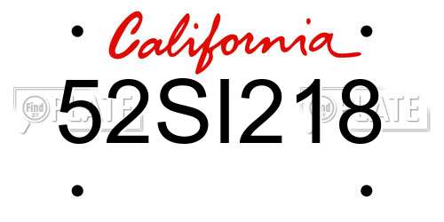 52SI218 California License Plate