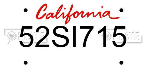 52SI715 California License Plate