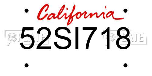 52SI718 California License Plate