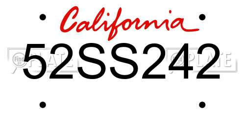 52SS242 California License Plate