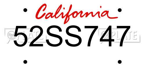 52SS747 California License Plate