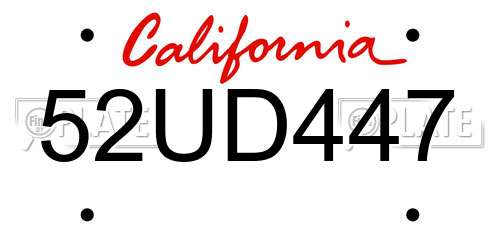 52UD447 California License Plate