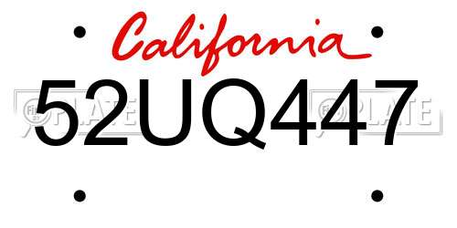 52UQ447 California License Plate