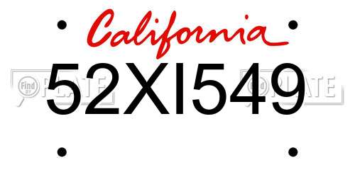 52XI549 California License Plate