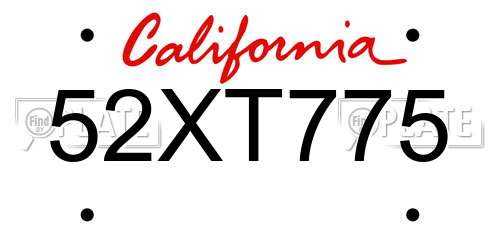 52XT775 California License Plate