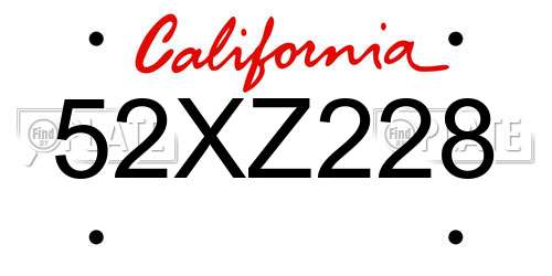 52XZ228 California License Plate