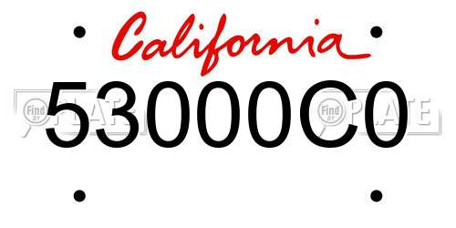 53000C0 California License Plate