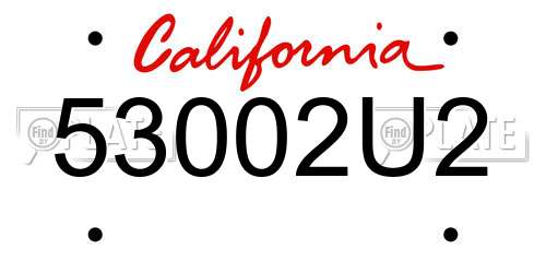 53002U2 California License Plate